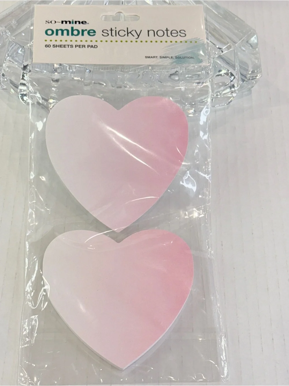 🆕 NEW So~Mine Ombre Heart Sticky Notes 2 Pack Pink Memo Pads 60 Sheets Each